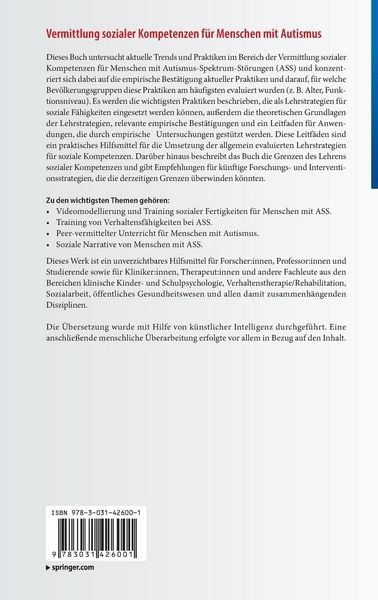 Produktbild: Vermittlung sozialer Kompetenzen f&uuml;r Menschen mit Autismus