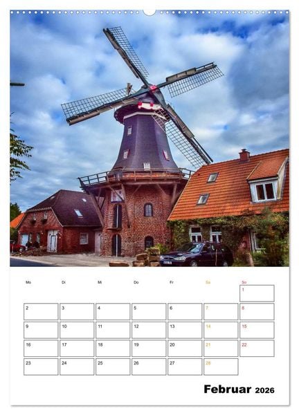 Produktbild: Historische Windm&uuml;hlen an der Friesischen M&uuml;hlenstra&szlig;e / CH-Version / Planer (Wandkalender 2026 DIN A2 hoch), CALVENDO Monatskalender