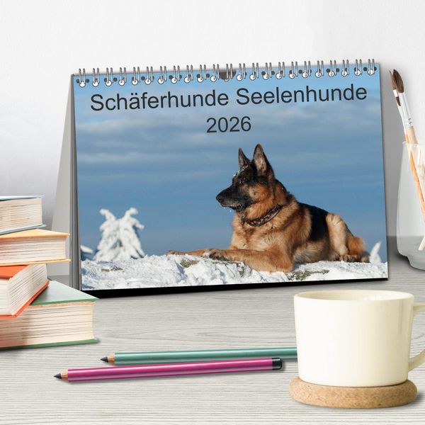 Produktbild: Sch&auml;ferhunde Seelenhunde (Tischkalender 2026 DIN A5 quer), CALVENDO Monatskalender
