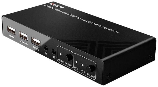 LINDY 2 Port KVM Switch HDMI 4K60, USB 2.0 & Audio 2 Port KVM-Umschalter HDMI 4096 x 2160 Pixel