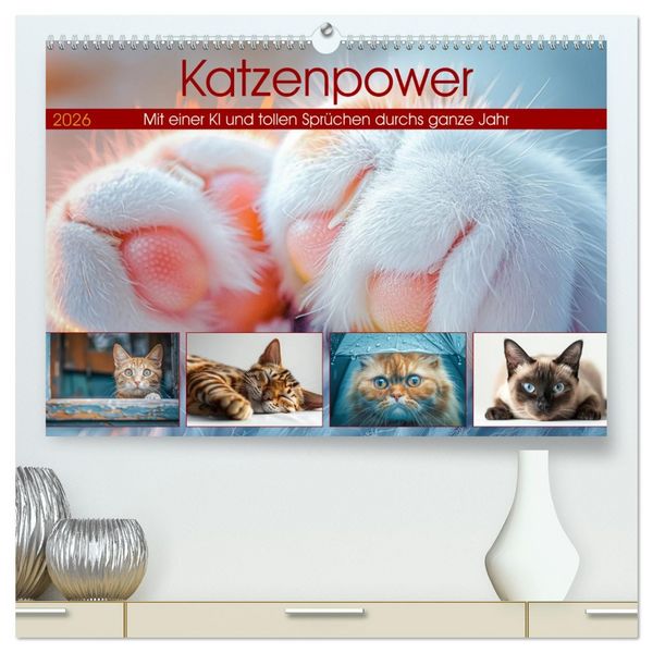 Produktbild: Katzenpower (hochwertiger Premium Wandkalender 2026 DIN A2 quer), Kunstdruck in Hochglanz