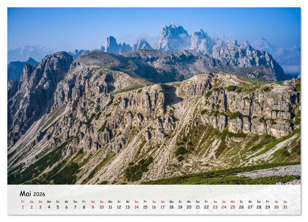 Produktbild: Drei Zinnen-Wanderung: Vom Misurinasee bis nach oben zum Rienzplateau (Wandkalender 2026 DIN A2 quer), CALVENDO Monatskalender