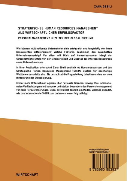 Produktbild: Strategisches Human Resources Management als wirtschaftlicher Erfolgsfaktor. Personalmanagement in Zeiten der Globalisierung