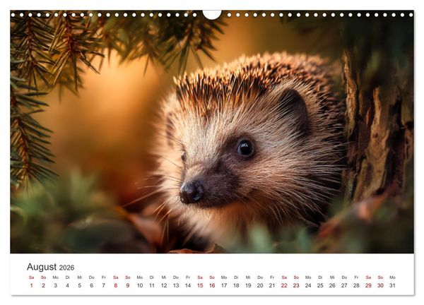 Produktbild: Rund, stachlig, munter - Ein Jahr mit Igeln (Wandkalender 2026 DIN A3 quer), CALVENDO Monatskalender