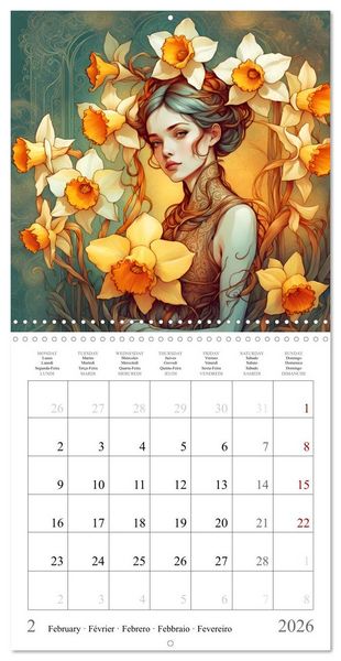 Produktbild: Beaut&eacute;s florales (Calendrier mural carr&eacute; 2026 30x30 cm) Calendrier double avec une page pour vos prises de notes