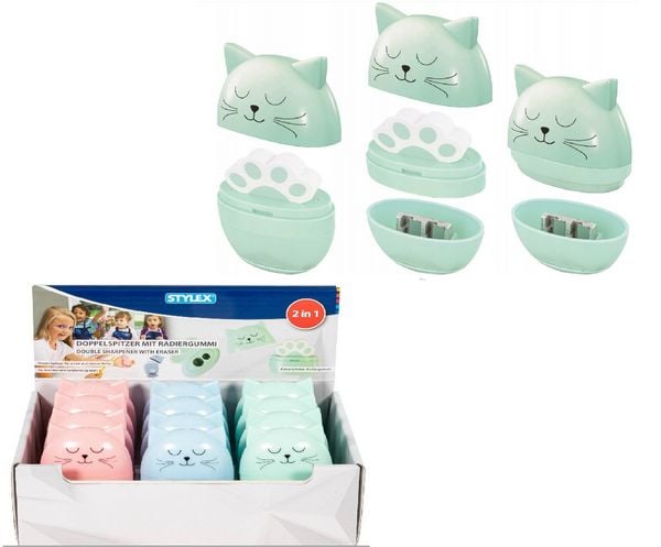 Produktbild: Doppelspitzer&Radiergummi Katzendesign