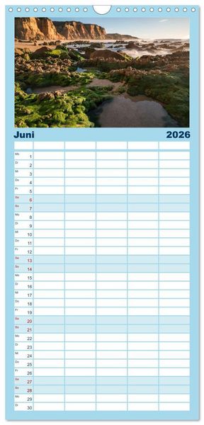 Produktbild: Familienplaner 2026 - Portugals Atlantikk&uuml;ste mit 5 Spalten (Wandkalender, 21 x 45 cm) CALVENDO