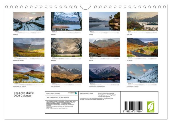 Produktbild: The Lake District 2026 Calendar (Wall Calendar 2026 DIN A4 landscape), CALVENDO 12 Month Wall Calendar