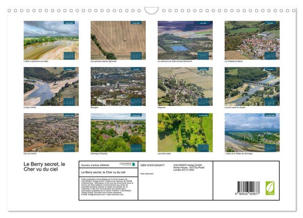 Produktbild: Le Berry secret, le Cher vu du ciel (Calendrier mural 2026 DIN A3 vertical), CALVENDO calendrier mensuel