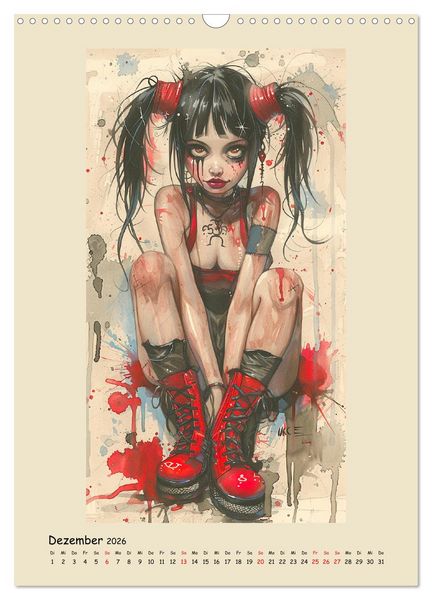 Produktbild: Gothic Punk Girls im k&uuml;nstlerischen Manga-Stil (Wandkalender 2026 DIN A3 hoch), CALVENDO Monatskalender