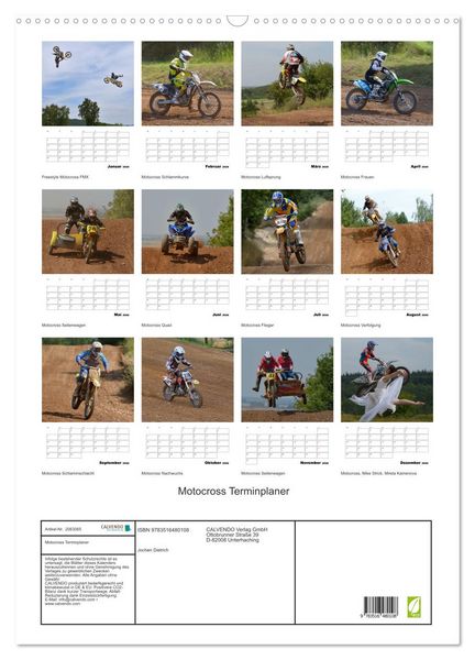 Produktbild: Motocross Terminplaner (Wandkalender 2026 DIN A2 hoch), CALVENDO Monatskalender