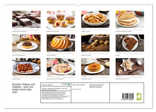 Produktbild: Kuchen, Kekse und Geb&auml;ck - s&uuml;&szlig; und lecker durch das Jahr (hochwertiger Premium Wandkalender 2027 DIN A2 quer), Kunstdruck in Hochglanz