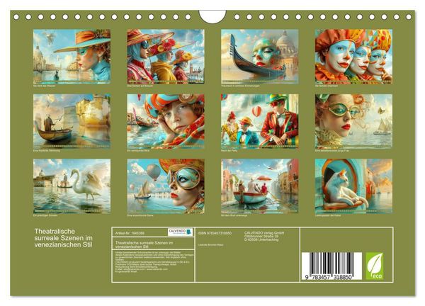 Produktbild: Theatralische surreale Szenen im venezianischen Stil (Wandkalender 2026 DIN A4 quer), CALVENDO Monatskalender
