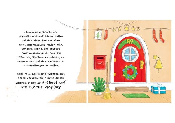Produktbild: Weck den Weihnachtswichtel. Ein Weihnachts-Mitmachbuch. Zum Sch&uuml;tteln, Schaukeln, Pusten und mehr. Von 2 bis 4 Jahren