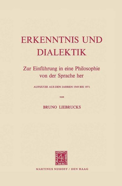 Produktbild: Erkenntnis und Dialektik