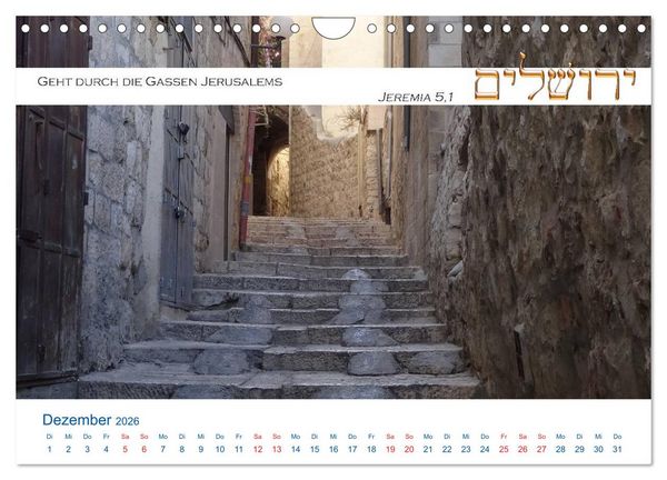Produktbild: Jerusalem. Kalender mit Bibelworten (Wandkalender 2026 DIN A4 quer), CALVENDO Monatskalender