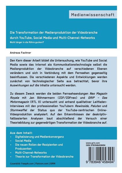 Produktbild: Die Transformation der Medienproduktion der Videobranche durch YouTube, Social Media und Multi-Channel-Networks