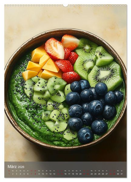 Produktbild: Smoothie Bowls - frisch und fruchtig durchs Jahr (Wandkalender 2026 DIN A2 hoch), CALVENDO Monatskalender