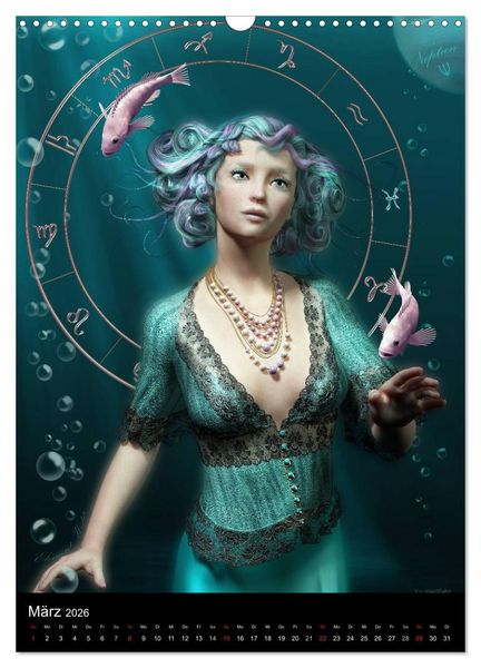 Produktbild: Unter Sternen geboren - Fantasy Tierkreis im Zeichen der Frau (Wandkalender 2026 DIN A3 hoch), CALVENDO Monatskalender
