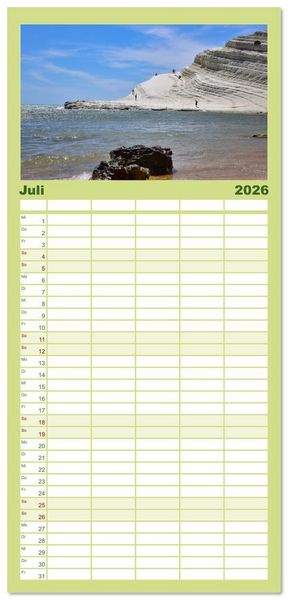 Produktbild: Familienplaner 2026 - Sizilien &ndash; von Cefal&ugrave; bis Trapani mit 5 Spalten (Wandkalender, 21 x 45 cm) CALVENDO