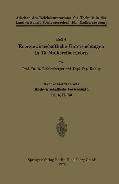 Produktbild: Energiewirtschaftliche Untersuchungen in 15 Molkereibetrieben