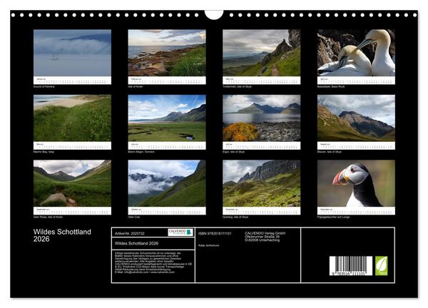 Produktbild: Wildes Schottland 2026 (Wandkalender 2026 DIN A3 quer), CALVENDO Monatskalender