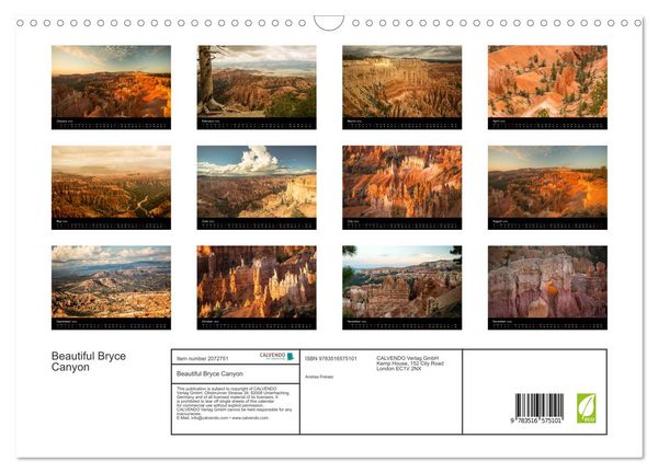 Produktbild: Beautiful Bryce Canyon (Wall Calendar 2026 DIN A3 landscape), CALVENDO 12 Month Wall Calendar