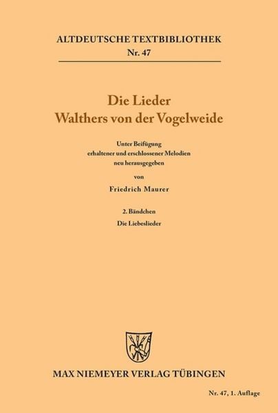 Produktbild: Die Lieder Walthers von der Vogelweide