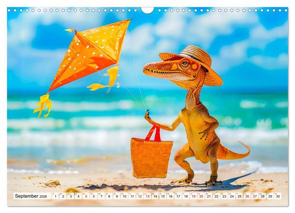 Produktbild: Dinosaurier Sommer - Urzeitlich witzige Strandparty (Wandkalender 2026 DIN A3 quer), CALVENDO Monatskalender