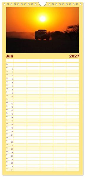 Produktbild: Familienplaner 2027 - Land Rover Defender - Unterwegs in Afrika mit 5 Spalten (Wandkalender, 21 x 45 cm) CALVENDO