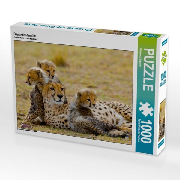 CALVENDO Puzzle Gepardenfamilie | 1000 Teile Lege-Größe 64x48cm Foto-Puzzle für glückliche Stunden