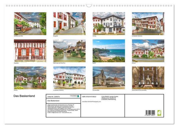 Produktbild: Das Baskenland (Wandkalender 2026 DIN A2 quer), CALVENDO Monatskalender