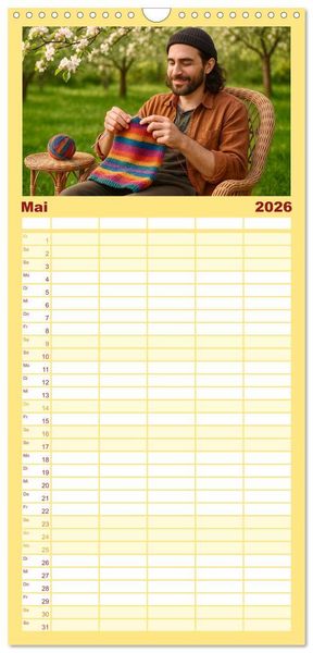 Produktbild: Familienplaner 2026 - Stricken und Wolle mit 5 Spalten (Wandkalender, 21 x 45 cm) CALVENDO