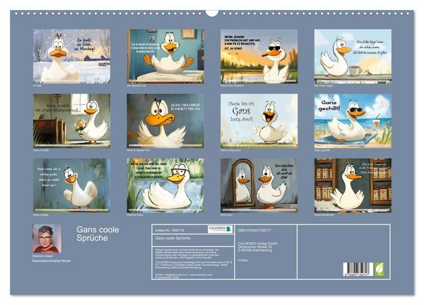 Produktbild: Gans coole Spr&uuml;che (Wandkalender 2026 DIN A2 quer), CALVENDO Monatskalender