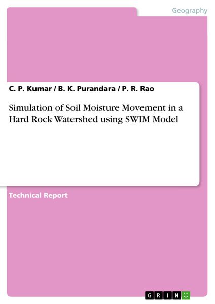 Produktbild: Simulation of Soil Moisture Movement in a Hard Rock Watershed using SWIM Model