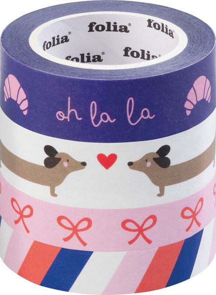 Produktbild: FOLIA&reg; Washi Tape Set, Parisienne Set zu 2 Rollen 10 mm x 10 m und 2 Rollen 15 mm x 10 m
