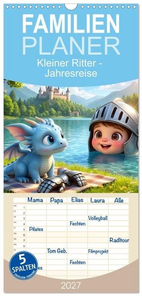 Produktbild: Familienplaner 2027 - Kleiner Ritter - Jahresreise mit 5 Spalten (Wandkalender, 21 x 45 cm) CALVENDO