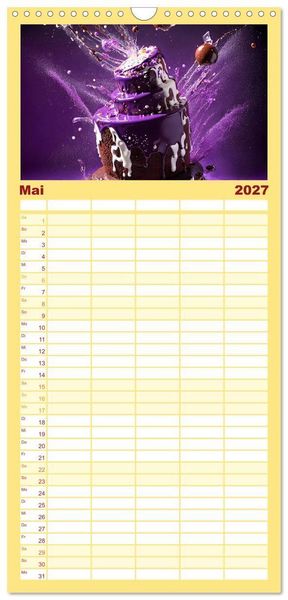 Produktbild: Familienplaner 2027 - Tortenschlacht - s&uuml;&szlig;e Versuchung mit 5 Spalten (Wandkalender, 21 x 45 cm) CALVENDO