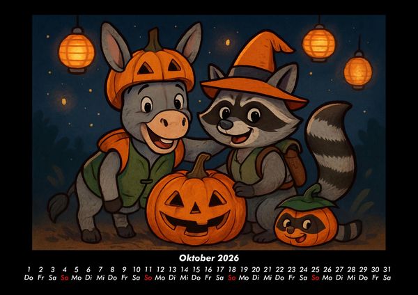 Produktbild: Huf & Rocco Abenteuer durchs Jahr 2026 Fotokalender DIN A3