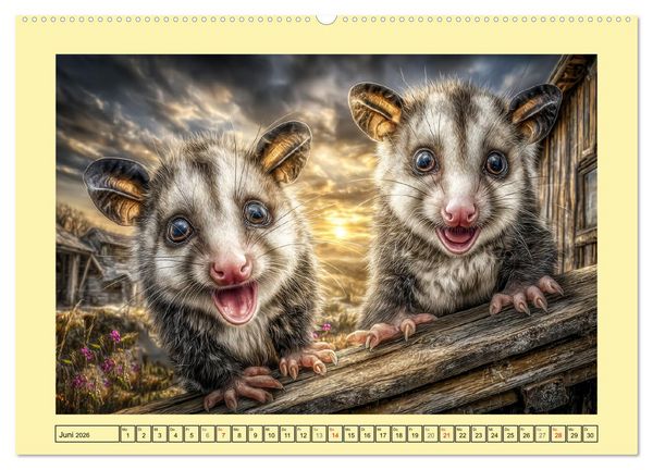 Produktbild: Sanfte Beutelratten. Opossums im stillen Rhythmus der Natur (hochwertiger Premium Wandkalender 2026 DIN A2 quer), Kunstdruck in Hochglanz