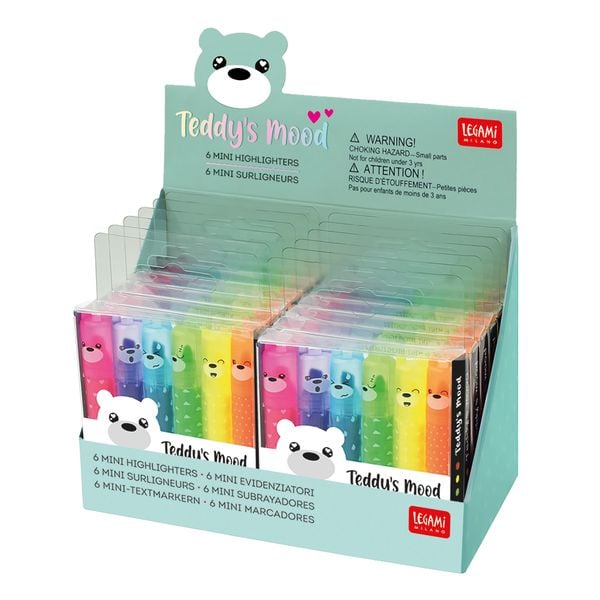 Produktbild: Legami Set mit 6 Mini-Textmarkern - Teddy's Mood - Teddyb&auml;r
