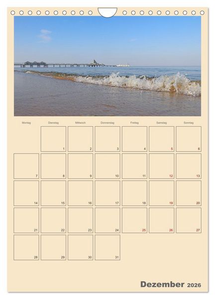 Produktbild: Usedom Ostsee - Terminplaner (Wandkalender 2026 DIN A4 hoch), CALVENDO Monatskalender