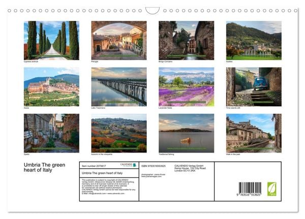 Produktbild: Umbria The green heart of Italy (Wall Calendar 2026 DIN A3 landscape), CALVENDO 12 Month Wall Calendar