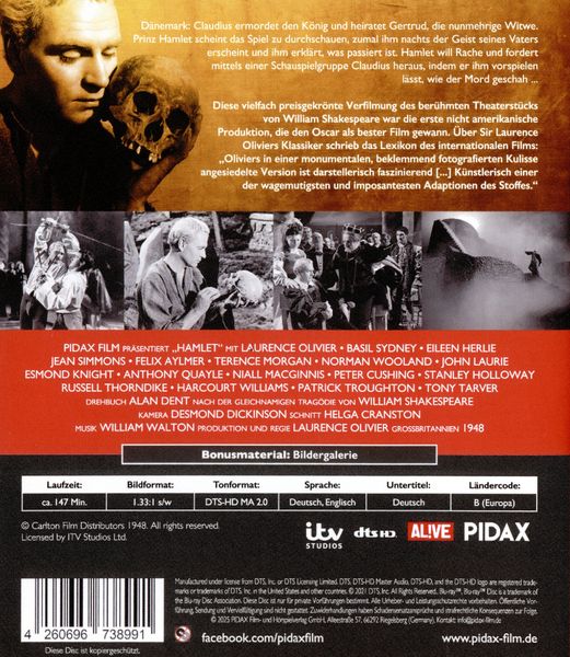 Produktbild: Hamlet / Oscar-preisgekr&ouml;nte Shakespeare-Verfilmung mit Starbesetzung (Pidax Film-Klassiker)