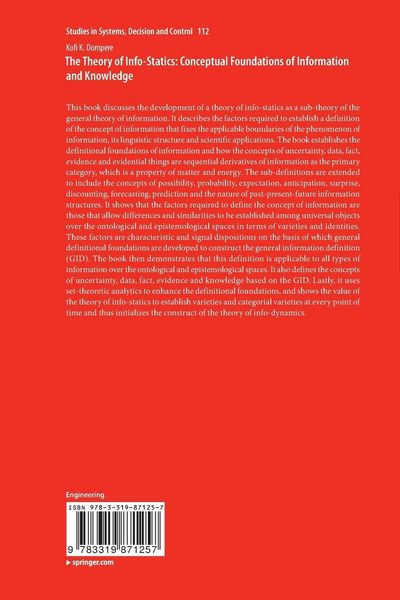 Produktbild: The Theory of Info-Statics: Conceptual Foundations of Information and Knowledge
