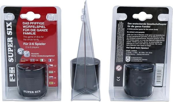 Produktbild: BestSaller 3013 - SUPER SIX Travel aus ABS - Schwarz, 5cm+ &Oslash; 5cm, Reisespiel