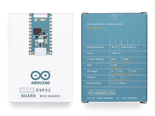 Produktbild: Arduino ABX00083 Board Nano ESP32 with headers Nano