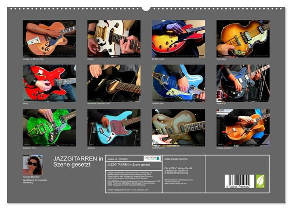 Produktbild: JAZZGITARREN in Szene gesetzt (hochwertiger Premium Wandkalender 2026 DIN A2 quer), Kunstdruck in Hochglanz