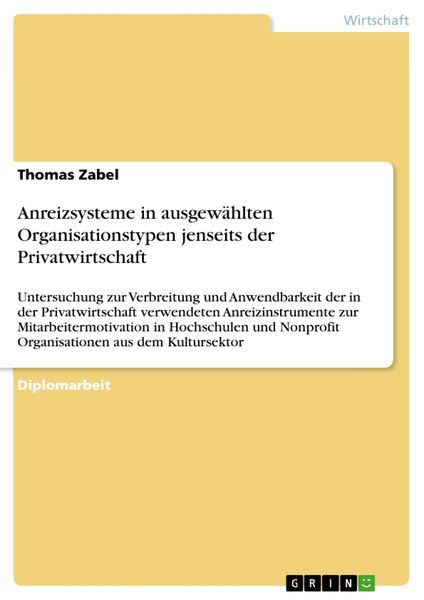 Produktbild: Anreizsysteme in ausgew&auml;hlten Organisationstypen jenseits der Privatwirtschaft