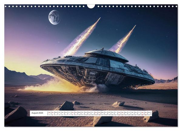 Produktbild: Fliegende Untertasse - Die gro&szlig;e Fantasiereise (Wandkalender 2026 DIN A3 quer), CALVENDO Monatskalender